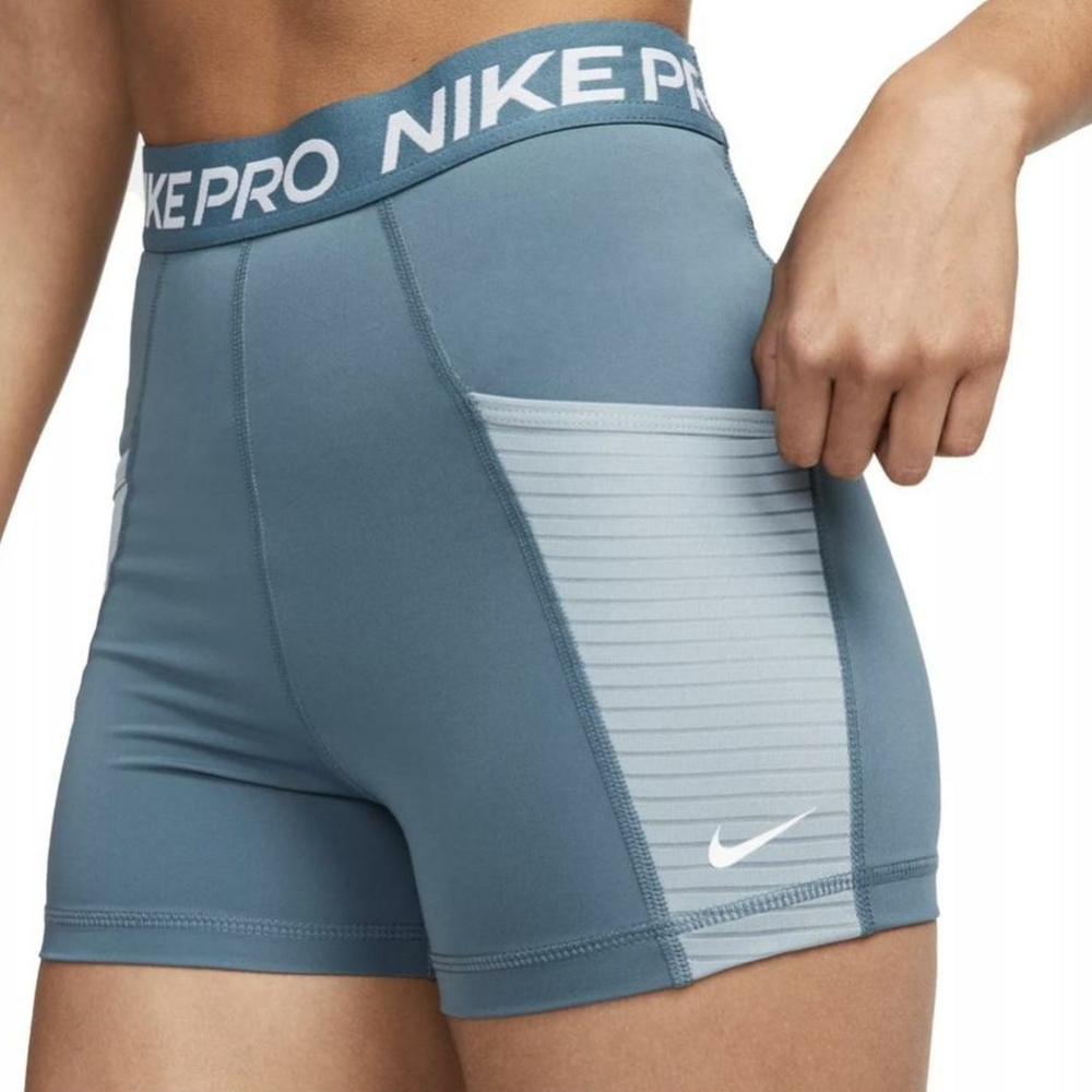 Nike Women's Blue Athletic Shorts with Light Blue Side Panel